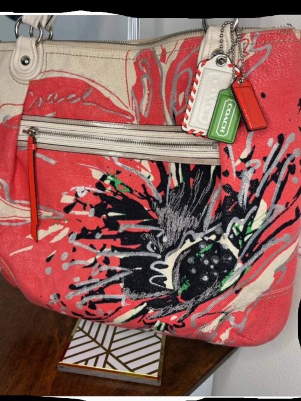 COACH POPPY Signature Coral Placed Flower Glam Limited Edition Tote Bag - Picture 15 of 15